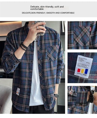 Loose Hong Kong Style Casual Coat Youth Plaid Shirt Phosgene