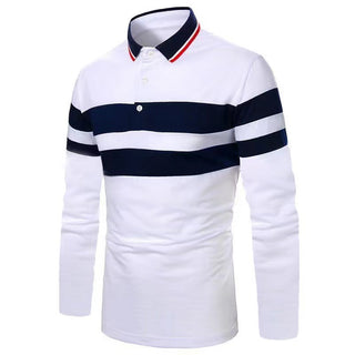 Men's Long Sleeve Fashion Stitching Business Casual Lapels Shirt Phosgene