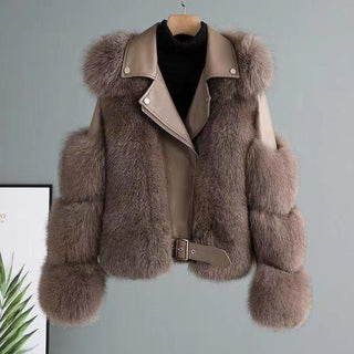 Women's Clothing Imitation Fur Women's Motorcycle Clothing Coat Autumn And Winter Young Coat - Phosgene