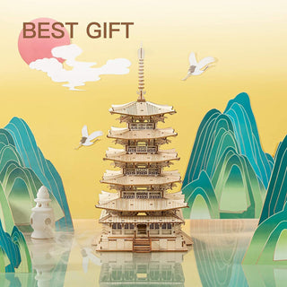 Robotime Five-storied Pagoda 3D Wooden Puzzle Toys For Children Kids Birthday Gift TGN02 - Phosgene