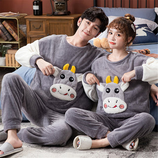 Velvet Couple Pajamas Korean Style Thickened Warmth - Phosgene