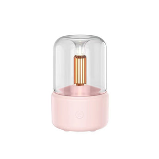 Atmosphere Light Humidifier Candlelight Aroma Diffuser Portable 120ml Electric USB Air Humidifier Cool Mist Maker Fogger 8-12 Hours With LED Night Light - Phosgene