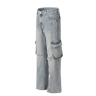 Punk Overalls Denim Trousers Men's Fashion Brand Stitching Phosgene