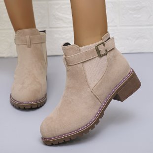 Chunky Heel Suede Elastic Band Martin Boots - Phosgene