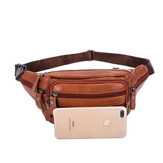 Cowhide Men's Belt Bag Leather Shoulder Bag Chest Bag - Phosgene