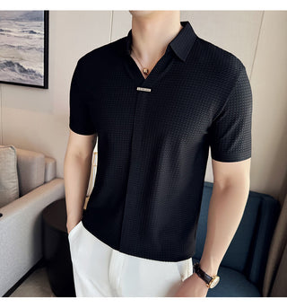 Men's Thin Waffle Short-sleeved Polo Shirt Phosgene