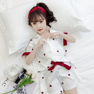 Girls Summer Cartoon Pajamas Short-sleeved Shorts Two-piece Suit - Phosgene