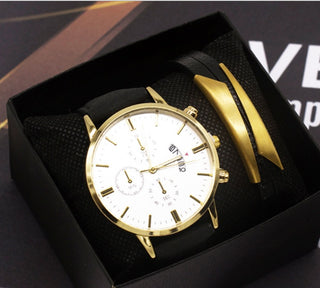 Men's Watch Set Quartz Fashion Cross-border Men's Watch Foreign Trade Calendar New Business Wrist Watch Men Phosgene