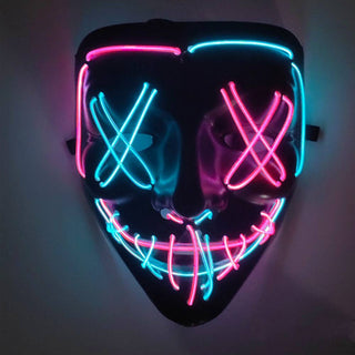 3-Mode LED Mask Neon Stitches Costume Halloween Purge Cosplay Light Up Glow Wire - Phosgene