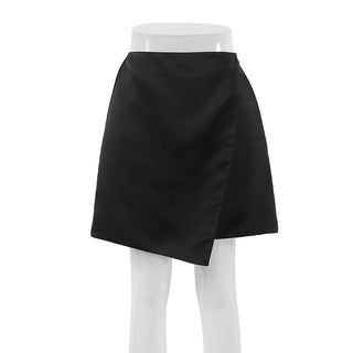 All-match Black Silk-like Draping Skirt Phosgene