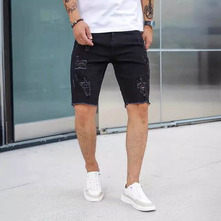 Leisure Ripped Slim Fit Denim Shorts Phosgene