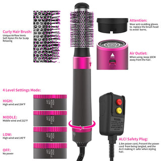 Professional 5 In 1 Hair Dryer Brush Dryer And Straightening Brush Electric Hair Styling Tool Automatic Hair Curler Beauty Supplies Gadgets - Phosgene