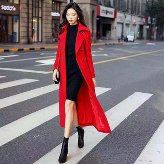 Thick Wool Slim-fit Hepburn Style Ultralong Overknee Overcoat For Women - Phosgene