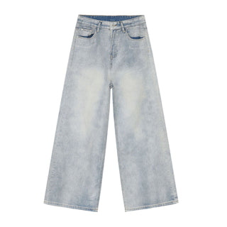 American Retro Washed Straight Jeans Men Phosgene