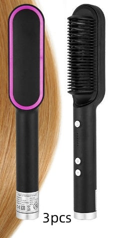 New 2 In 1 Hair Straightener Hot Comb Negative Ion Curling Tong Dual-purpose Electric Hair Brush - Phosgene