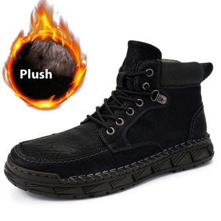 Winter Men's Boots Leisure Plus Size Fleece-lined Platform Casual Shoes Gaobang - Phosgene