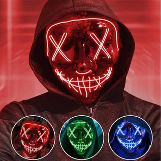 3-Mode LED Mask Neon Stitches Costume Halloween Purge Cosplay Light Up Glow Wire - Phosgene