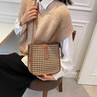 Women's Fashion Retro Plaid Shoulder Bag Phosgene