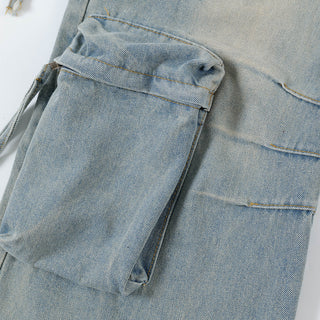 Men's Zipper Overalls Denim Trousers Phosgene