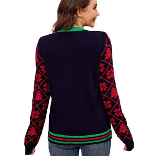 Sequined Embroidered Jacquard Christmas Sweater Lazy And Loose - Phosgene