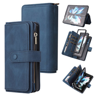 Z Fold 4 Mobile Phone Leather Case Multifunctional Zipper Wallet Case - Phosgene