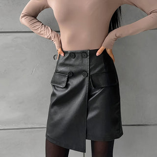 European And American Girl Leather Hip Skirt Female Punk Dark A Word - Phosgene