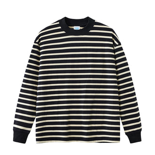 Men's Pure Cotton Contrast-color Striped Long-sleeved T-shirt Phosgene