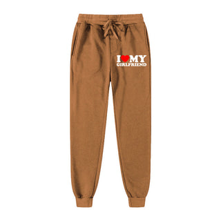 I LOVE MY GIRLFRIEND Letter Print Casual Sweatpants - Phosgene