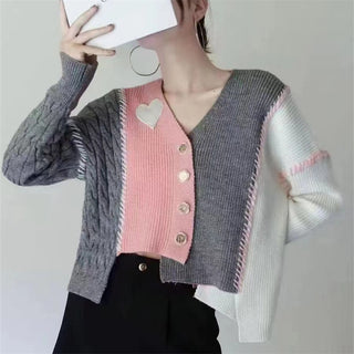 Loose And Lazy Style Irregular Heart Sweater Coat - Phosgene