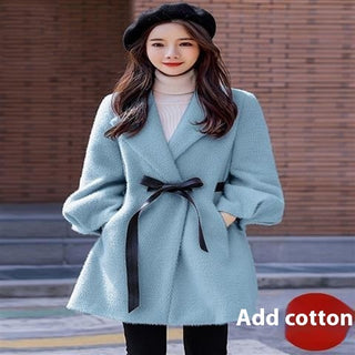 Women's Autumn And Winter New Korean Style Loose Thick Temperament Small Size Woolen Coat - Phosgene