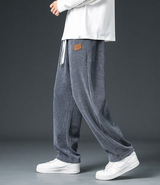 Autumn And Winter Trendy Brand Straight Wide-leg Casual Corduroy Thickened Fleece Pants - Phosgene