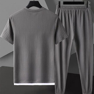 Men's Fashion Casual Exercise Quick-drying Short Sleeve Trousers Suit Phosgene