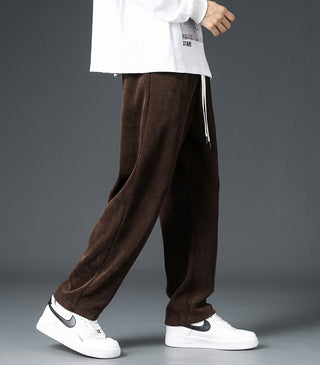 Autumn And Winter Trendy Brand Straight Wide-leg Casual Corduroy Thickened Fleece Pants - Phosgene