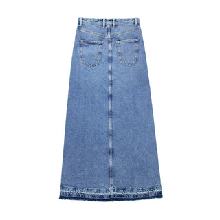 European And American Style Women's Clothing High Waist Slit Design Denim Skirt Phosgene