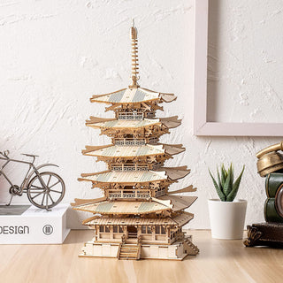 Robotime Five-storied Pagoda 3D Wooden Puzzle Toys For Children Kids Birthday Gift TGN02 - Phosgene