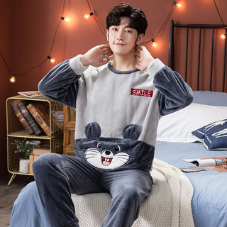 Velvet Couple Pajamas Korean Style Thickened Warmth - Phosgene