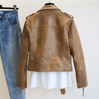 Women's Short Leather Jacket Spring And Autumn - Phosgene