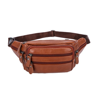 Cowhide Men's Belt Bag Leather Shoulder Bag Chest Bag - Phosgene