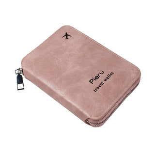 Zipper Passport Holder Multi-functional RFID Anti-theft Swiping Outbound Travel Storage Bag - Phosgene