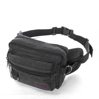 Canvas Fanny Pack With 4-Zipper Pockets Men Waist Bag Hip Bum Bag With Adjustable Strap For Outdoors Workout Traveling Casual Running Hiking Cycling - Phosgene