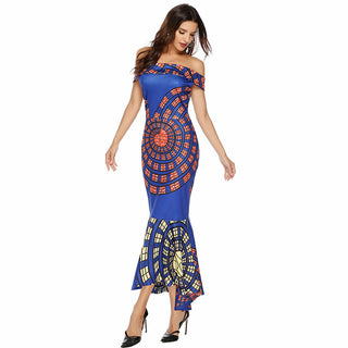 New Sexy Off-shoulder Printed Sheath Dress - Phosgene