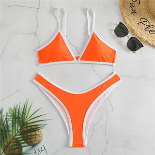 Europe And The United States Sexy Split Bikini Ladies Swimsuit Fashion Cute Solid Color Triangle BIKINI Swimsuit - Phosgene