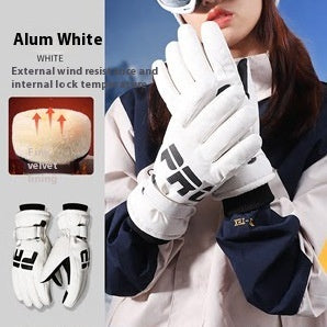 Non-slip Waterproof Fleece Lined Thickened Warm Gloves Women's Outdoor Skiing Touch Screen - Phosgene