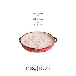 Japanese -style Cherry Blossom Hand -painted Ceramic Baking Sheet - Phosgene