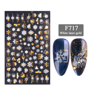 New Nail Stickers 3D Christmas Series Two-color Golden Laser Snowflake Thin Stickers Nail Art Design Nail Art Stickers - Phosgene