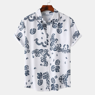 Cross-border Wind Beach Digital Printing Men's Short Sleeve Shirt Phosgene