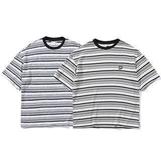 Men's Striped Loose Artistic Youth Fresh T-shirt Phosgene