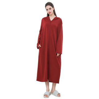 Zipper Bathrobe Couple Hooded Nightgown Thin Pajamas - Phosgene