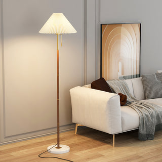 Retro Light Luxury Wood Grain Simple Pleated Floor Lamp Bedroom Bedside Sofa Study Floor Lamp - Phosgene