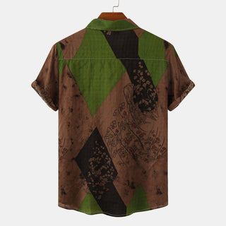 Men's Casual Short Sleeve Floral Shirt Camo Phosgene